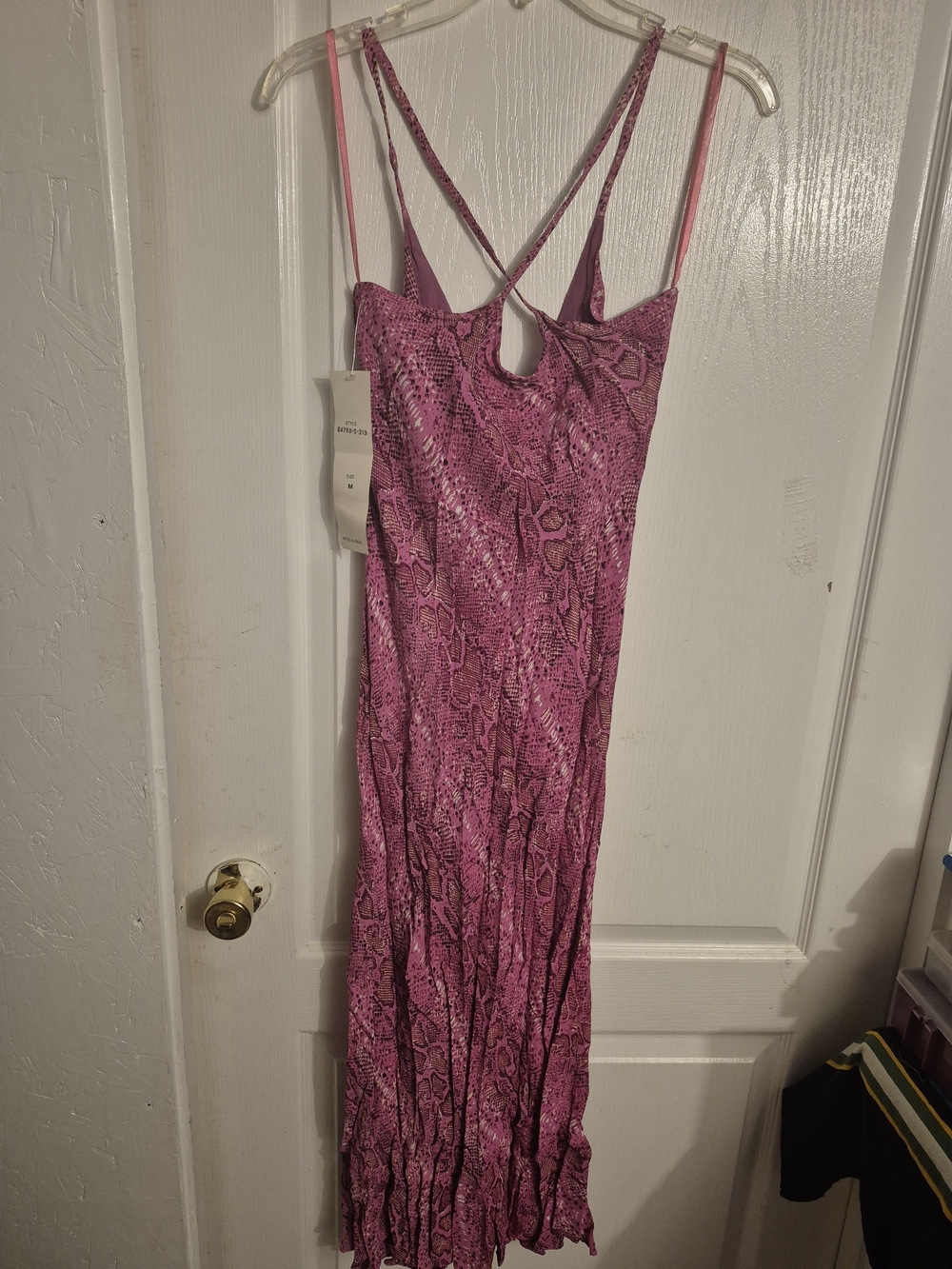 Fitted Pink Snake-Print Maxi Slip Dress - Picture 5 of 5